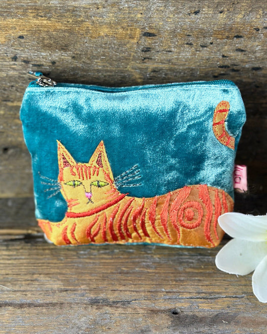 purse Velvet Applique Cat Mini Coin Purse