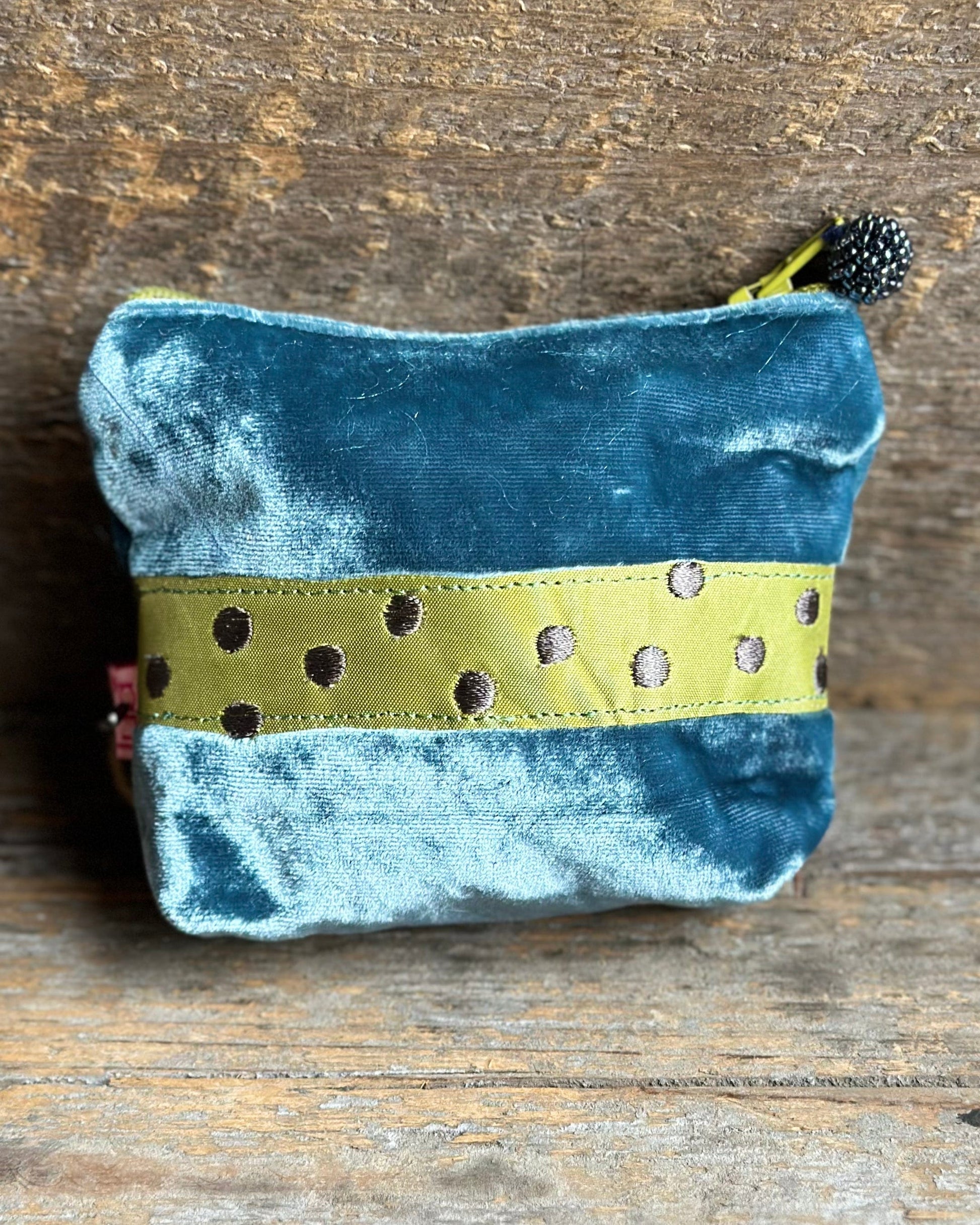 purse Velvet Embroidered Sausage Dog Mini Purse - Blue