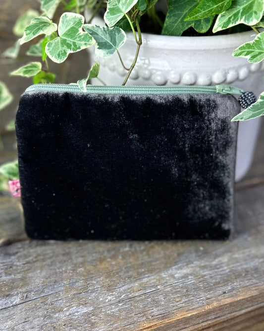 purse Velvet Fern Coin Purse - Charcoal