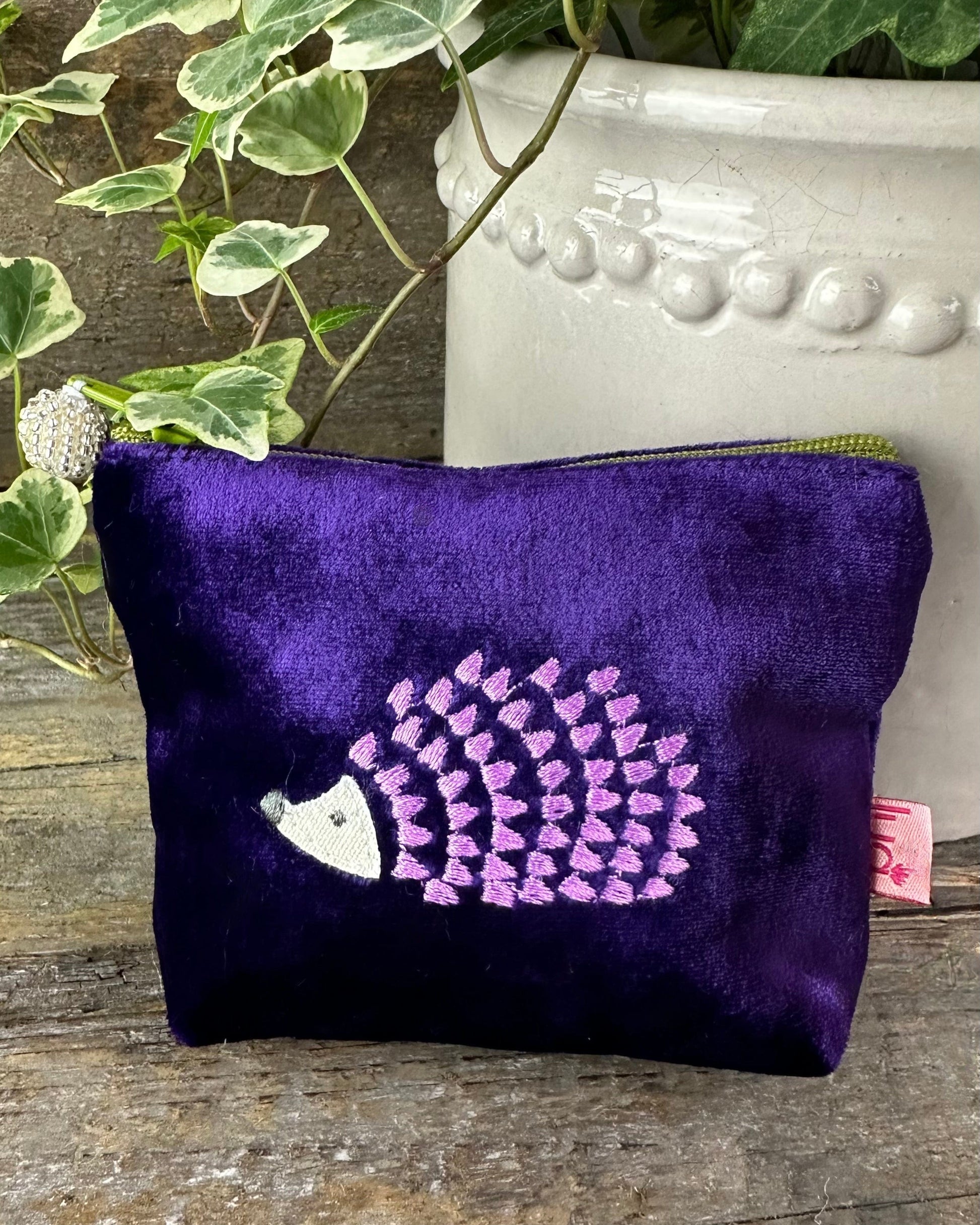 purse Velvet Hedgehog Mini Coin Purse - Purple