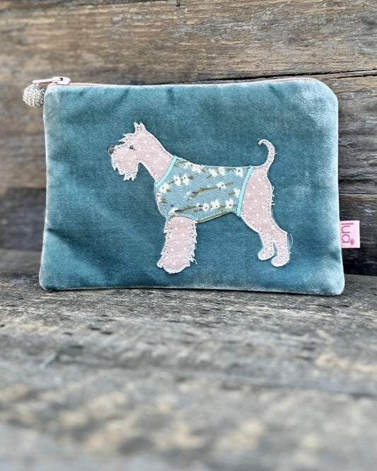 purse Velvet Schnauzer Coin Purse - Aqua