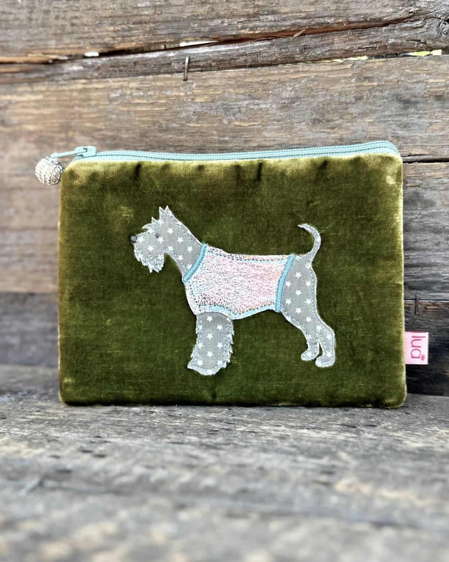 purse Velvet Schnauzer Coin Purse - Olive