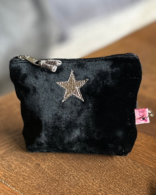 purse Velvet Shiny Star Mini Coin Purse - Black