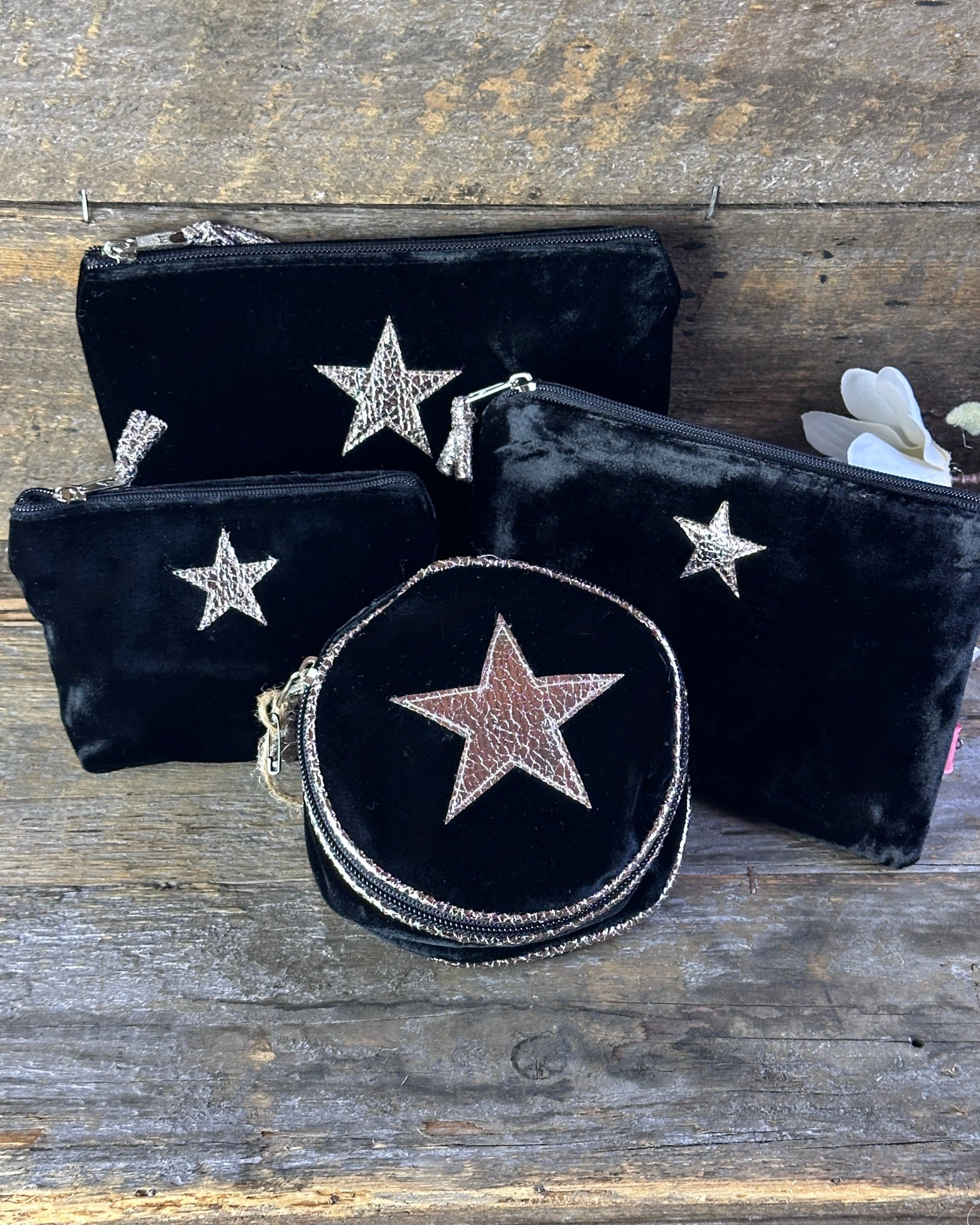 purse Velvet Shiny Star Mini Coin Purse - Black