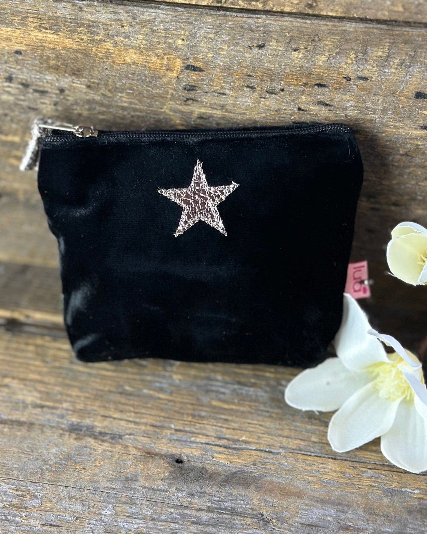 purse Velvet Shiny Star Mini Coin Purse - Black