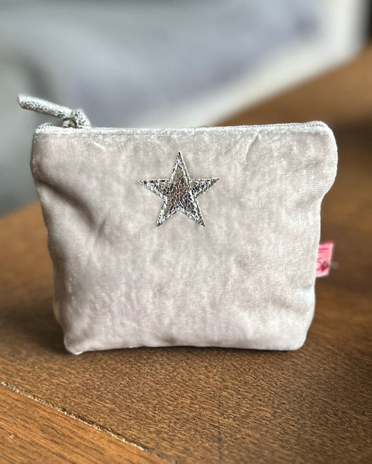 purse Velvet Shiny Star Mini Coin Purse - Ivory