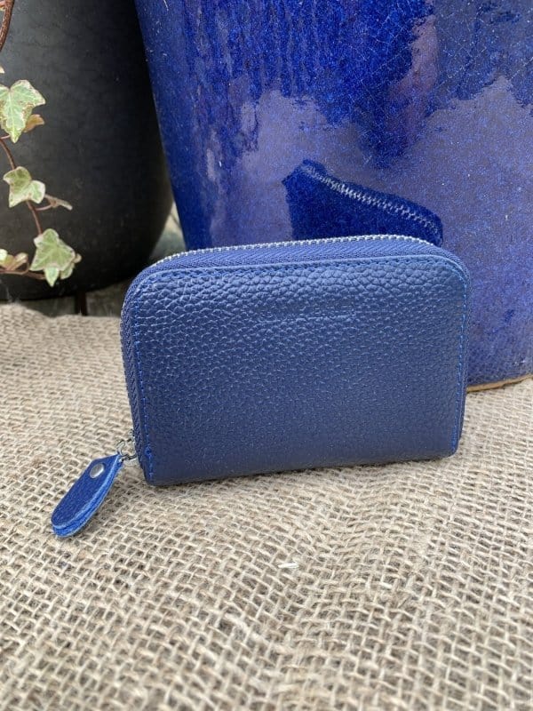 purses Leather Card Holder Purse - Blue