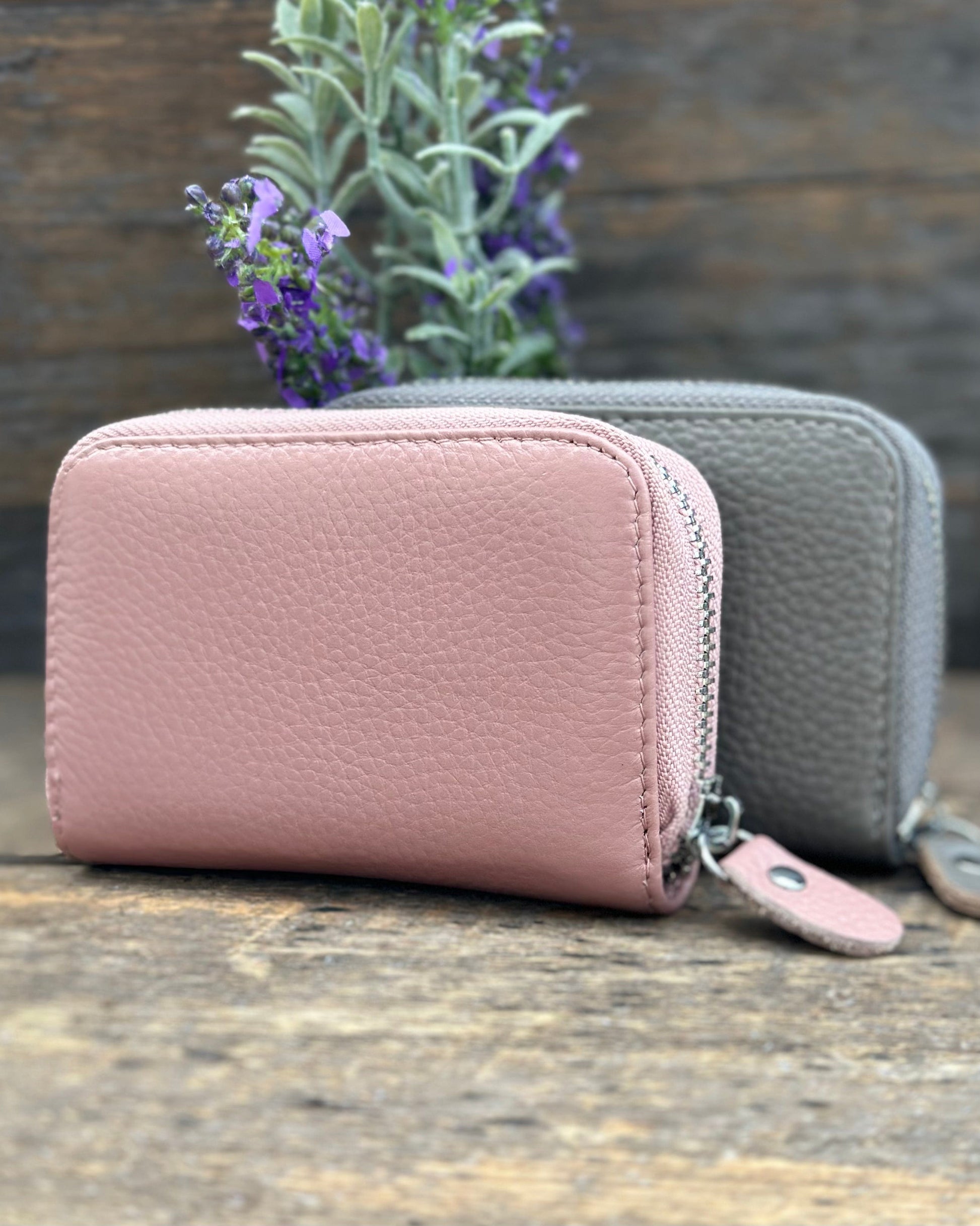 purses Leather Card Holder Purse - Dusky Pink/Nude