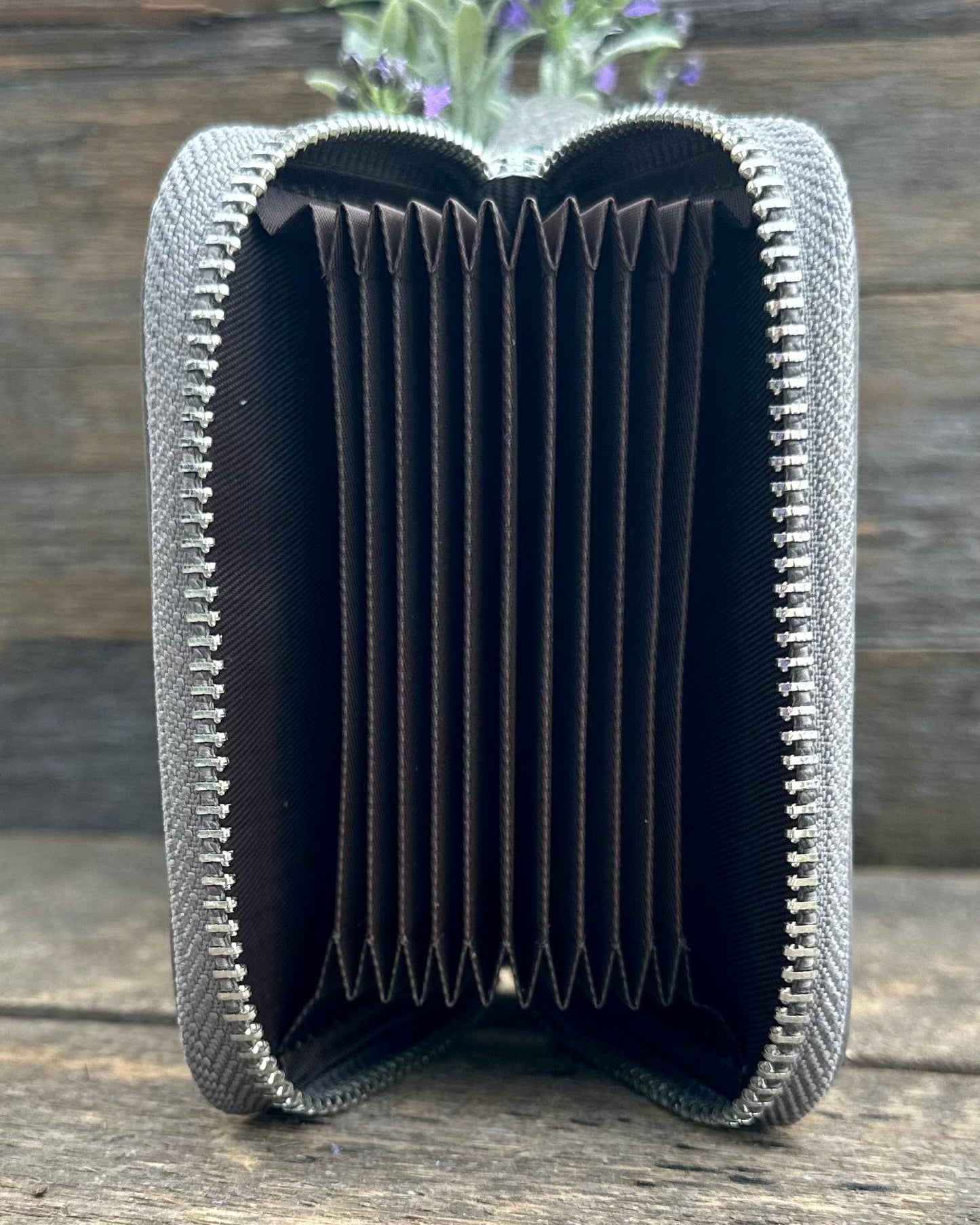 purses Leather Card Holder Purse - Grey