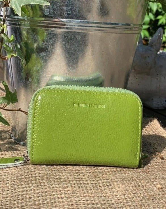 purses Leather Card Holder Purse - Lime Green