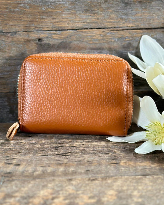 purses Leather Card Holder Purse - Tan