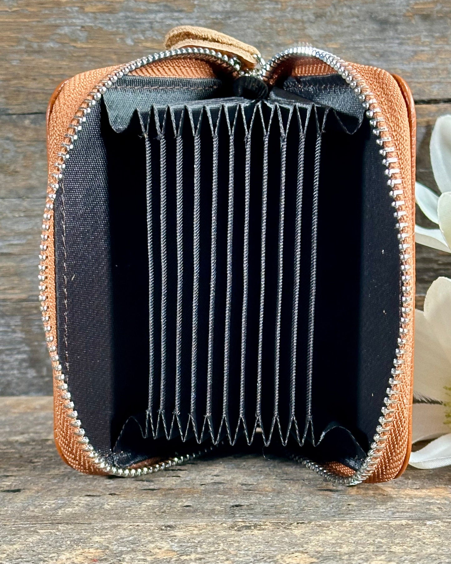 purses Leather Card Holder Purse - Tan