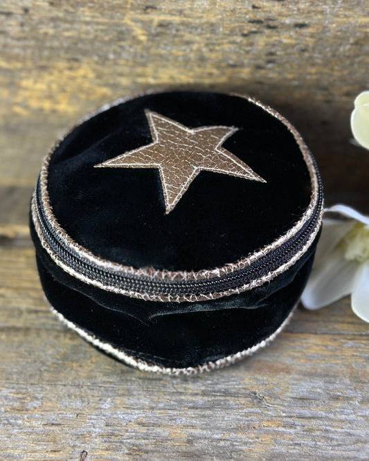 purses Velvet Jewellery Pouch With Star - Black