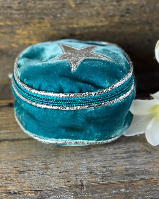 purses Velvet Jewellery Pouch With Star - Turquoise