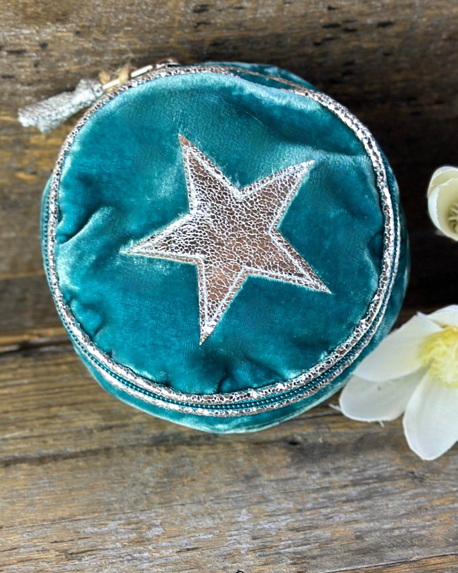 purses Velvet Jewellery Pouch With Star - Turquoise