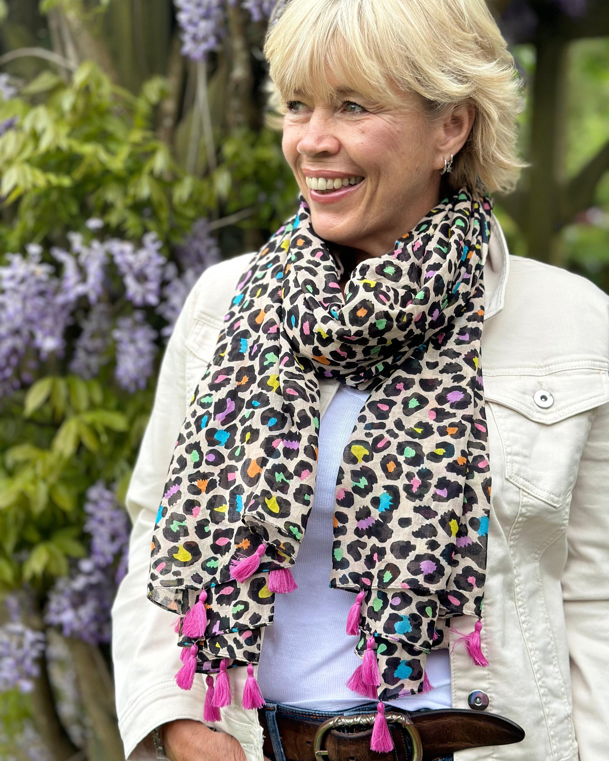 scarf Cotton Neon Mix Animal Print Scarf