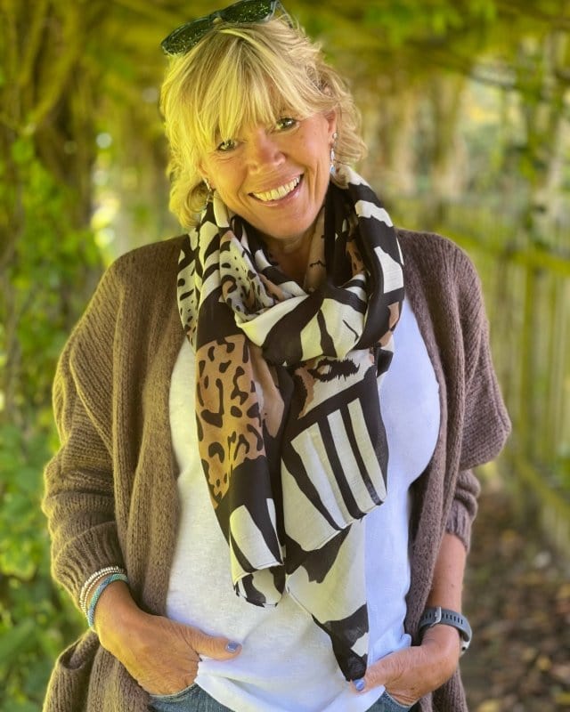 scarf Recycled Animal Print Scarf - Black And Camel