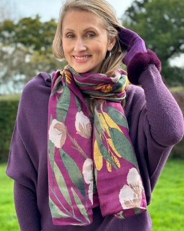 scarf Recycled Repreve Scarf - Aubergine Botanical Print