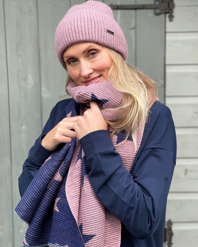 Pink and on sale navy scarf