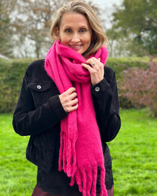 Scarves Cosy Plain Winter Scarf - Fuchsia