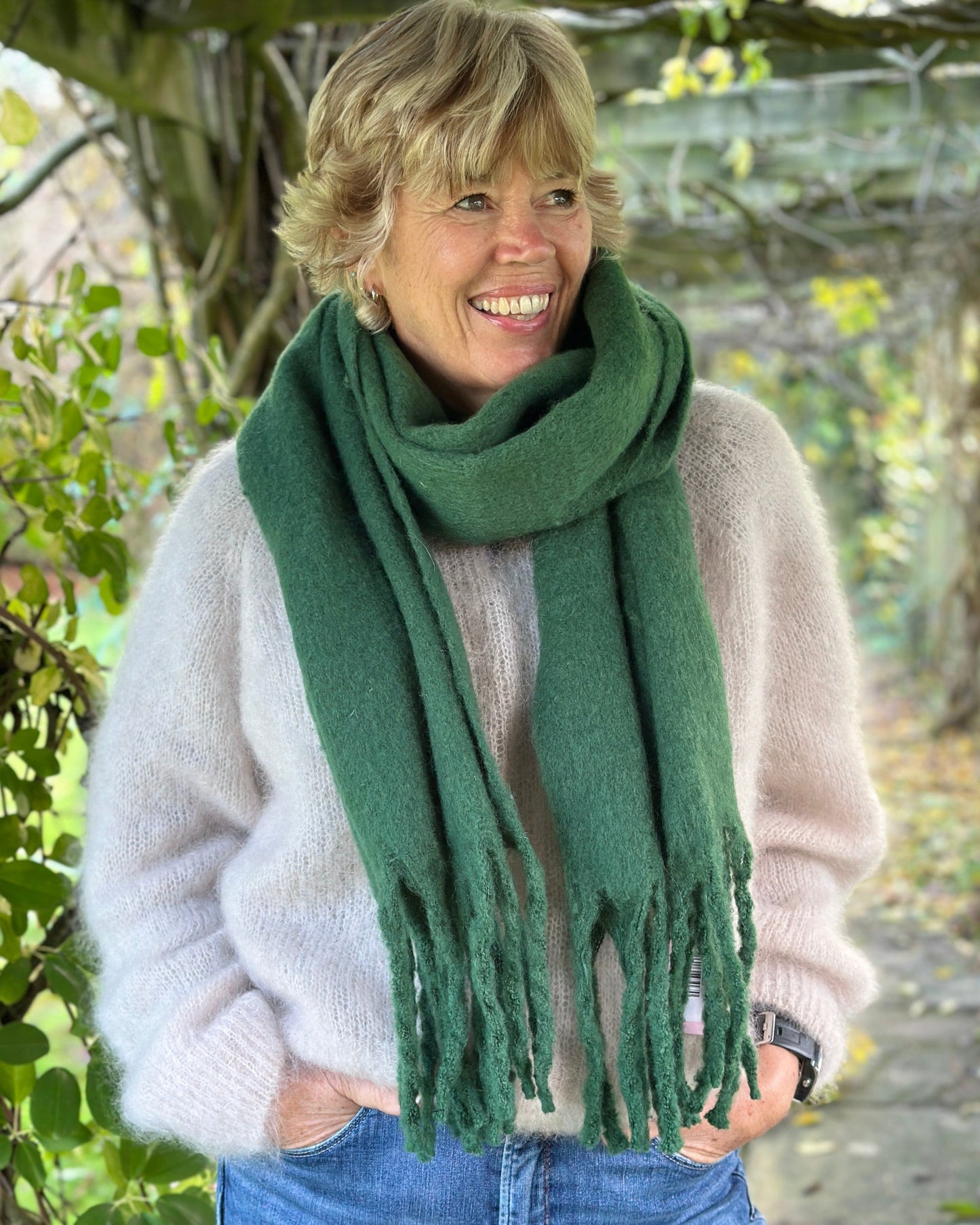 Scarves Cosy Plain Winter Scarf - Green