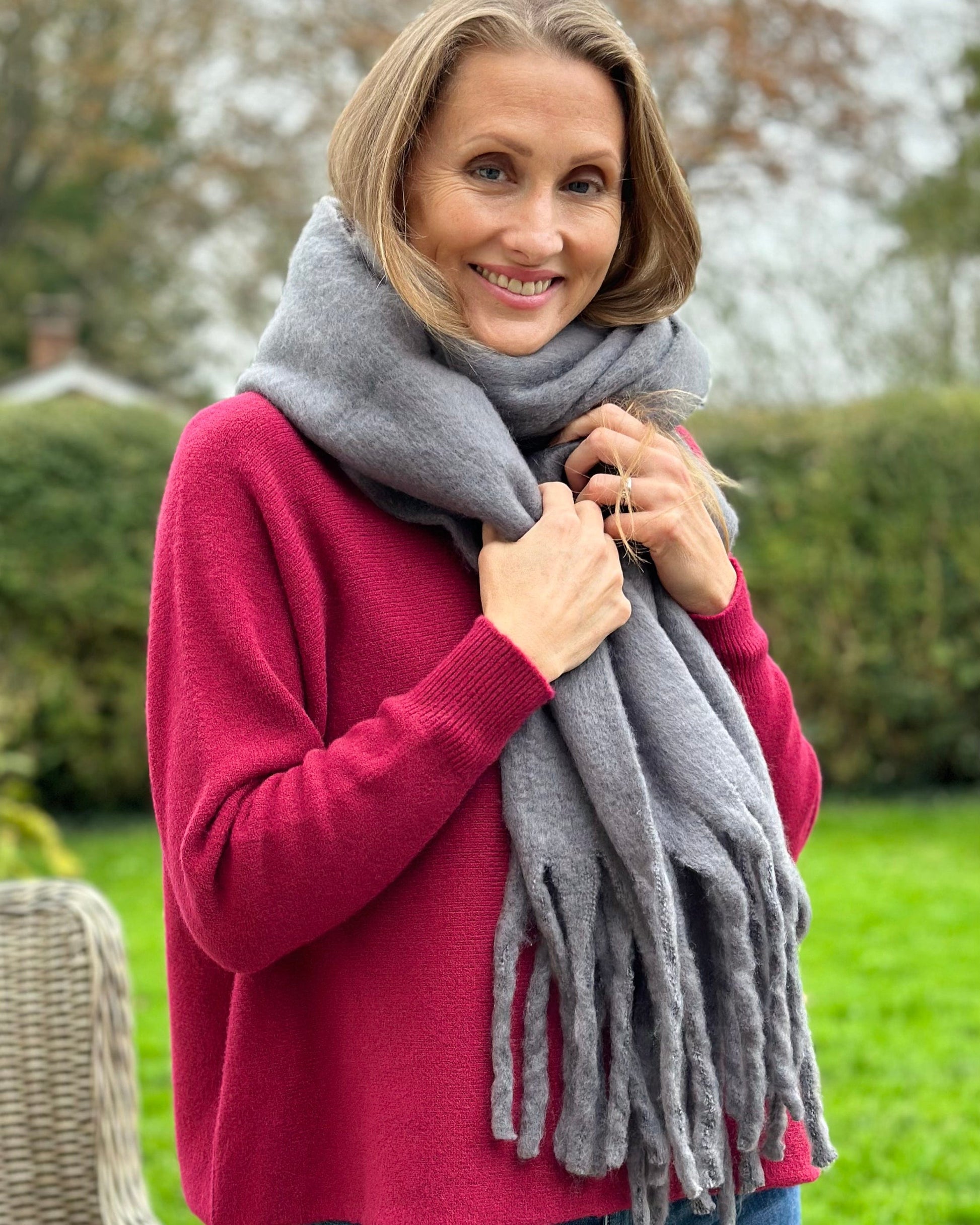 Scarves Cosy Plain Winter Scarf - Grey