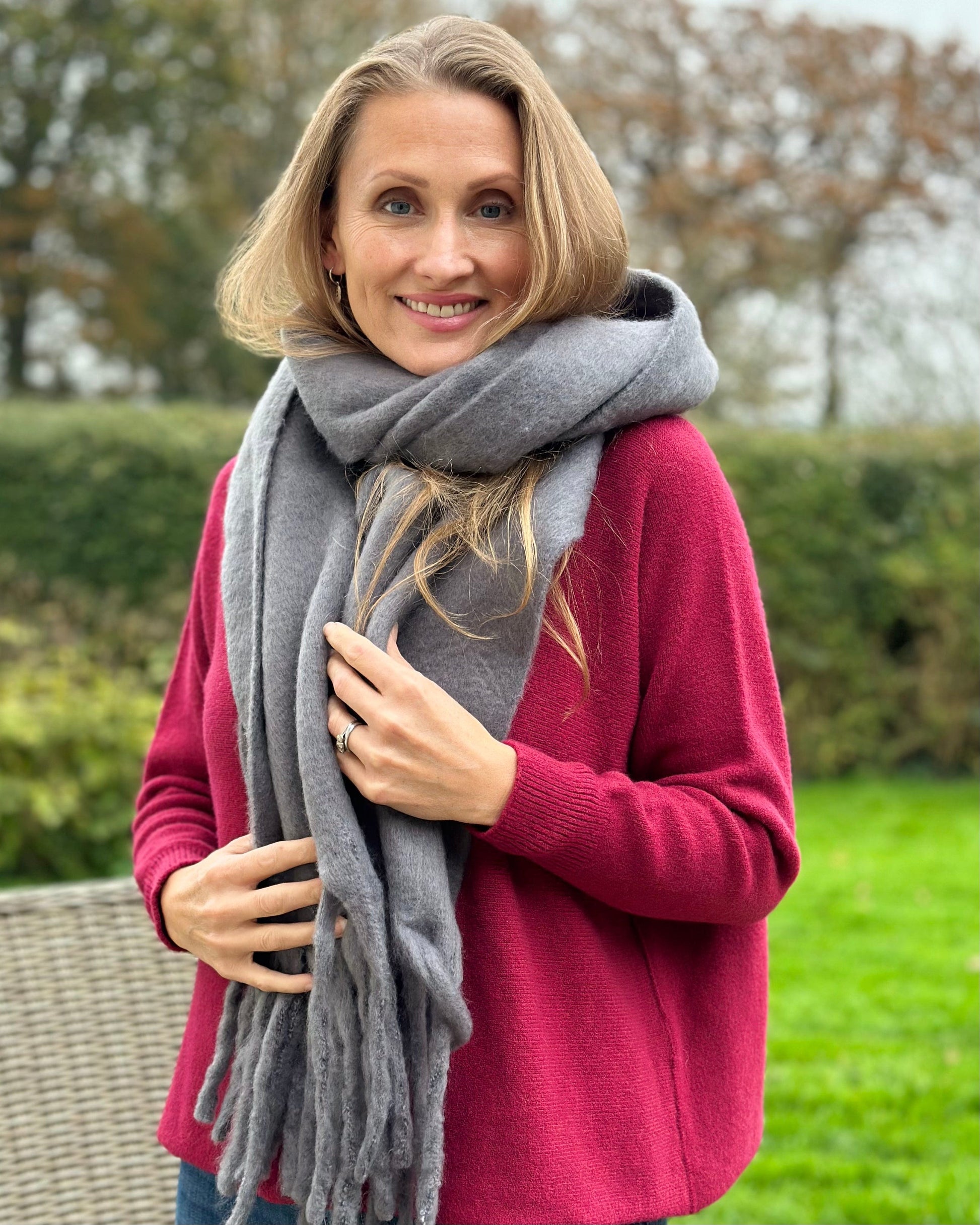 Scarves Cosy Plain Winter Scarf - Grey