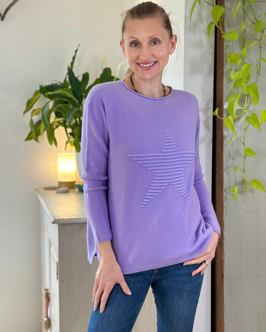 Soft Knit Appliqué with Star Jumper - Lilac