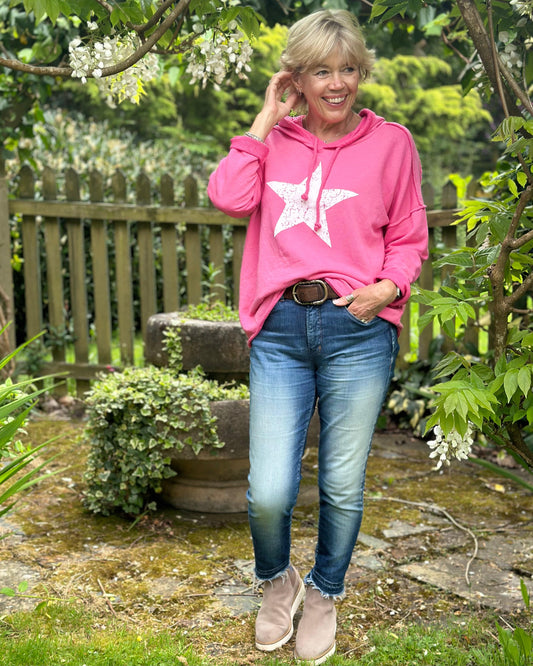 Star Hoodie Sweatshirt - Fuchsia