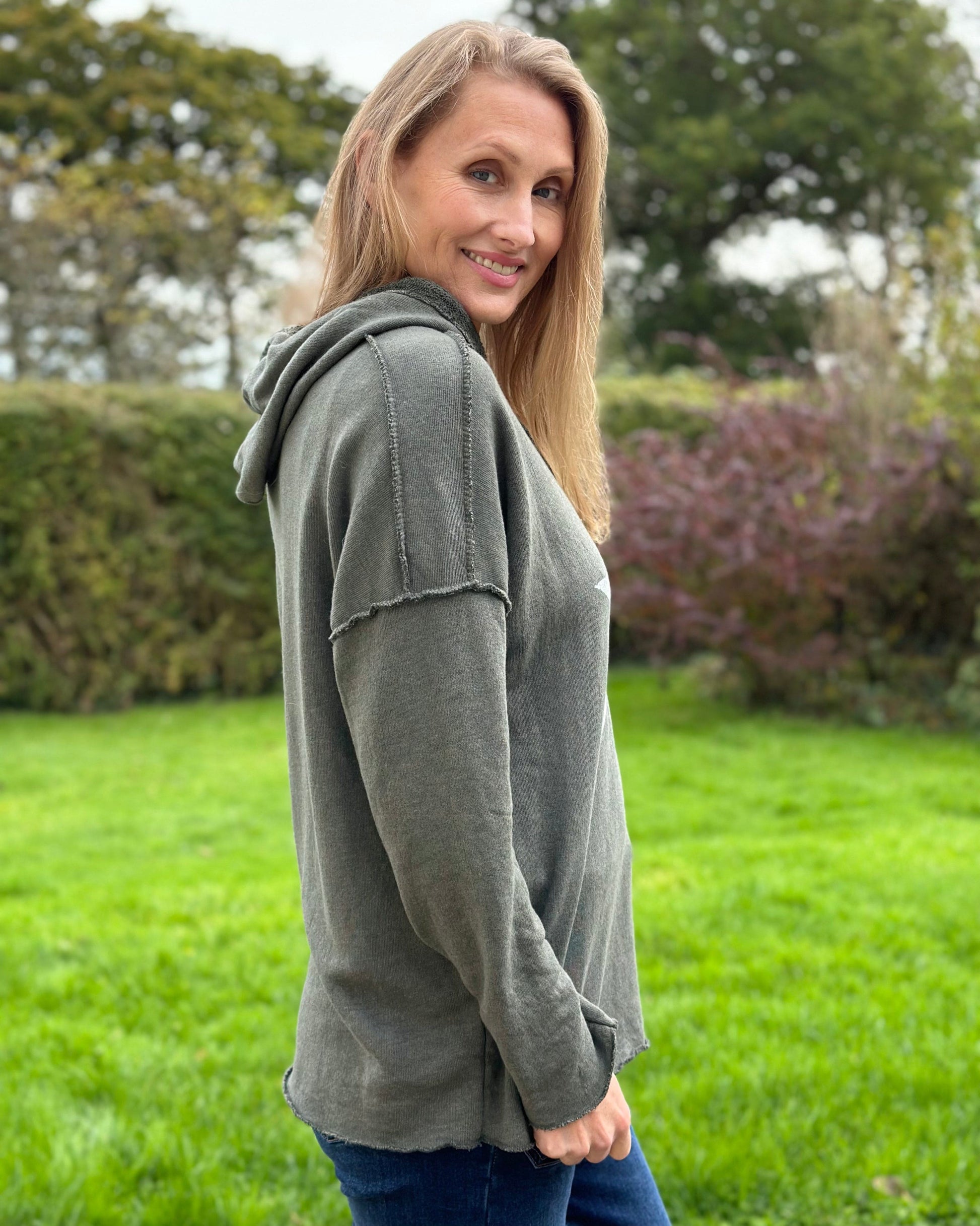 Star Hoodie Sweatshirt - Khaki