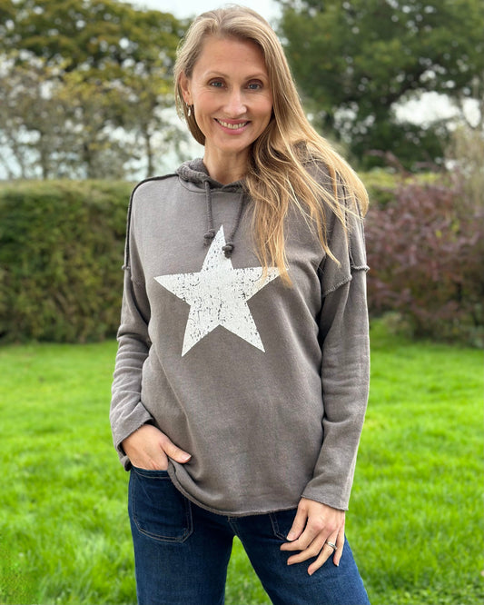 Star Hoodie Sweatshirt - Mocha