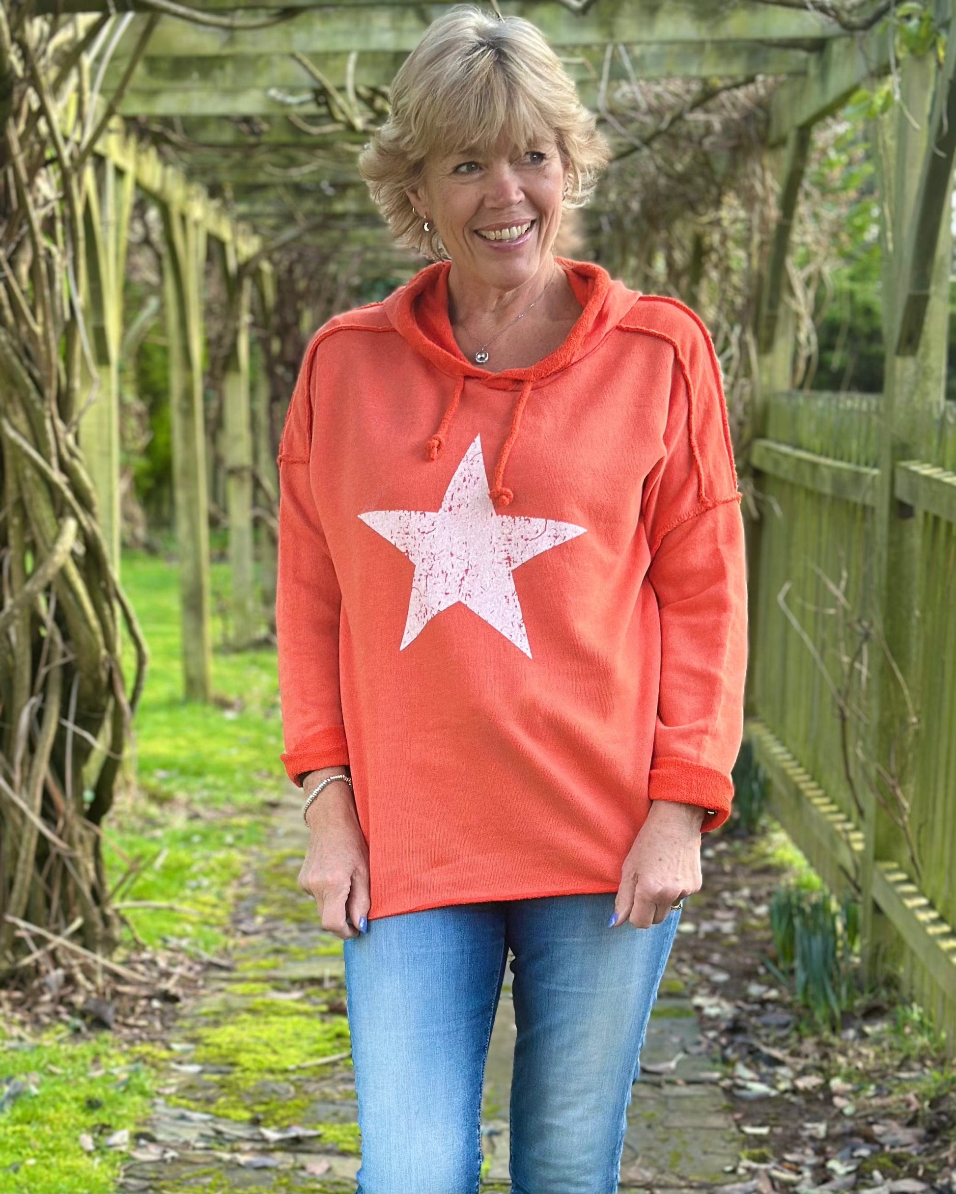 Star Hoodie Sweatshirt - Orange