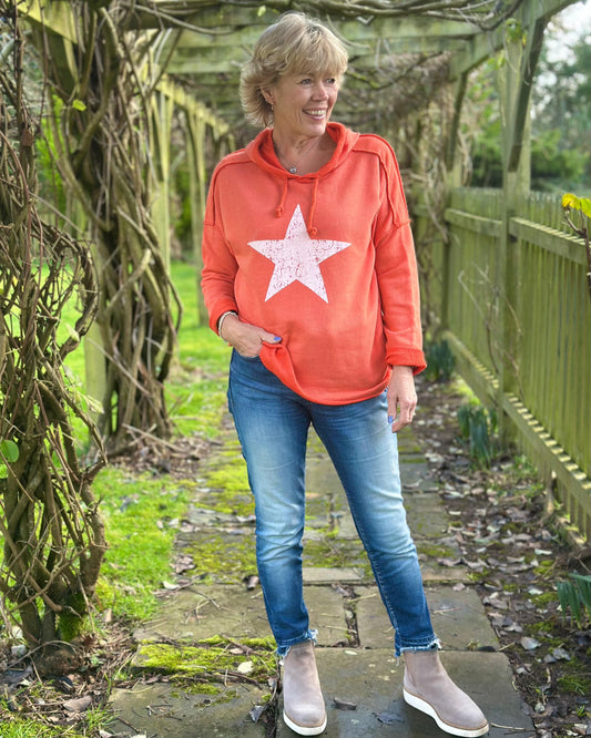 Star Hoodie Sweatshirt - Orange