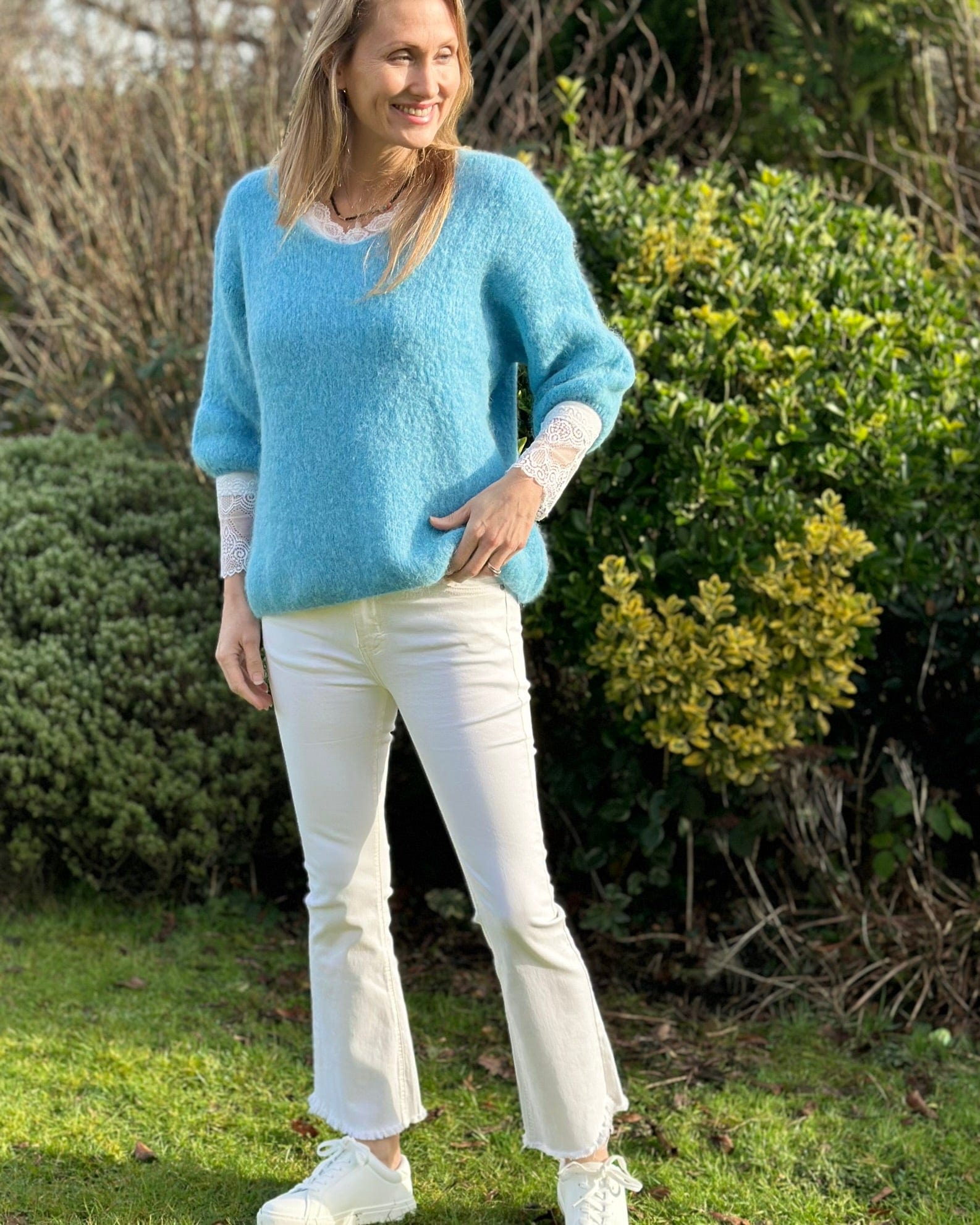 Super Stretchy Creamy-White Boot Cut Jeans