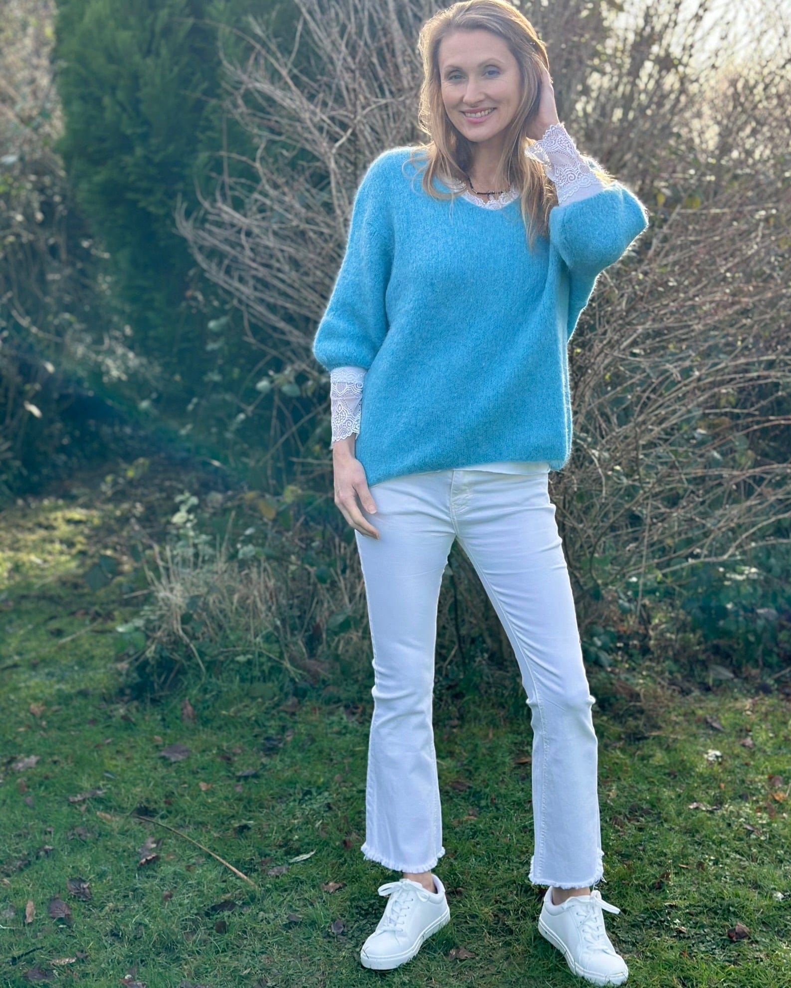 Super Stretchy Creamy-White Boot Cut Jeans