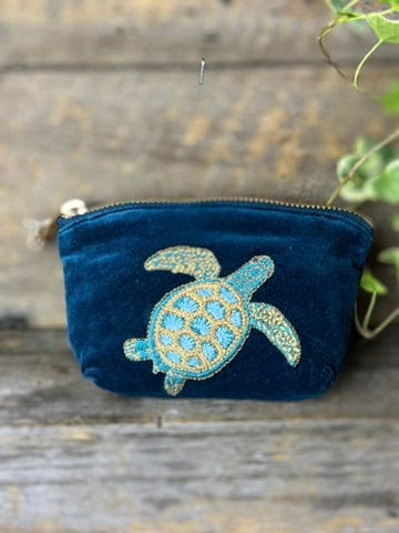 Velvet Turtle Mini Coin Purse - Marine Blue
