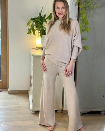 Wide Leg Super Soft Trousers - Sand