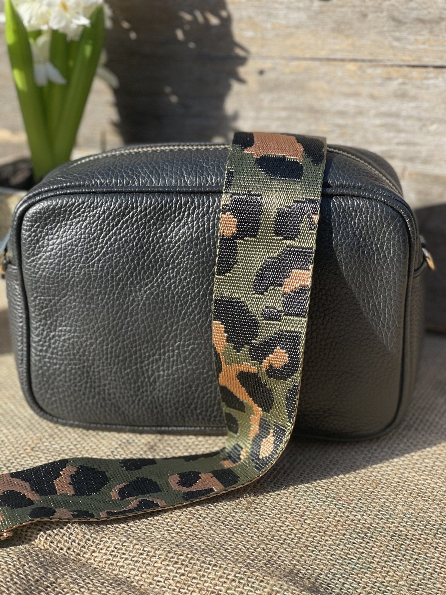 accessory Bag Strap - Khaki Leopard Print