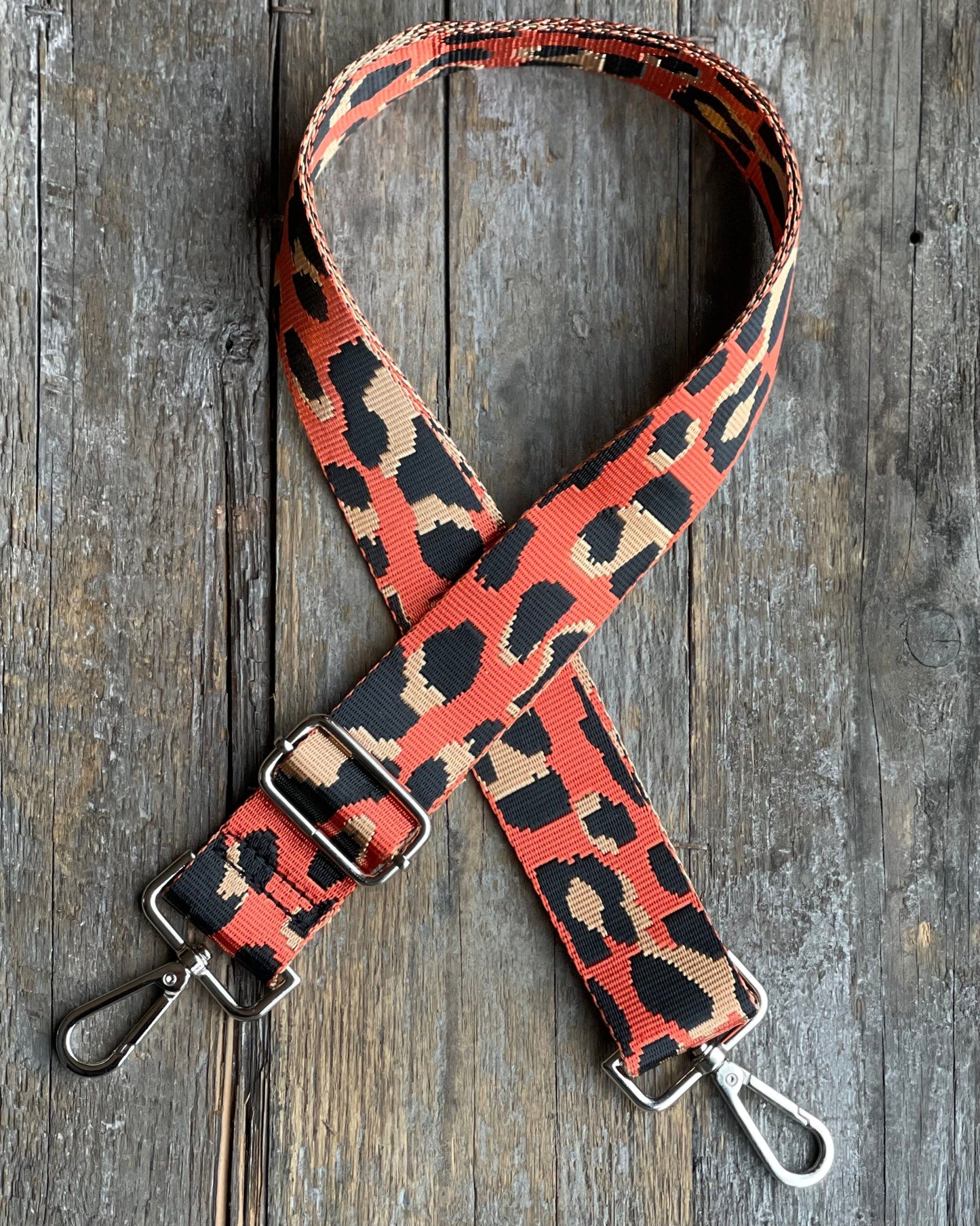 accessory Bag Strap - Orange Leopard Print