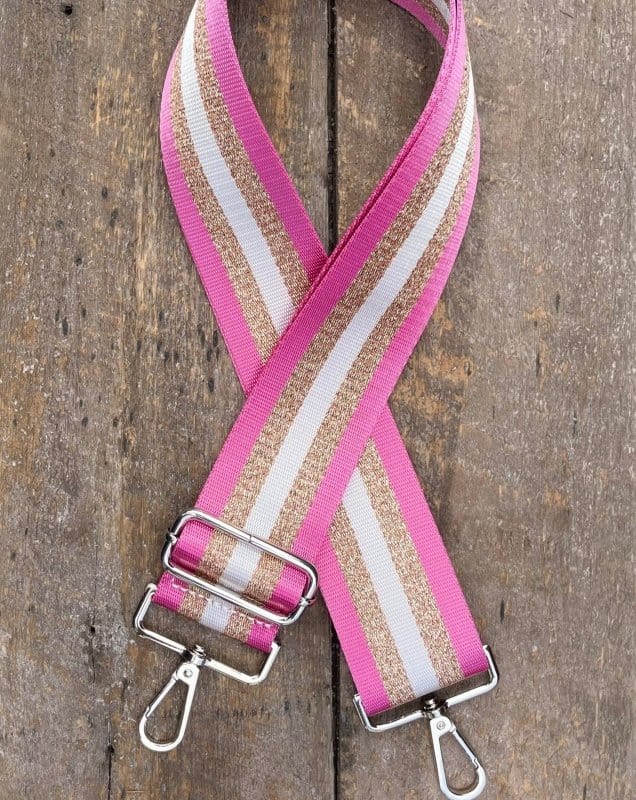 accessory Bag Strap - Pink And Rose Gold Stripes Print