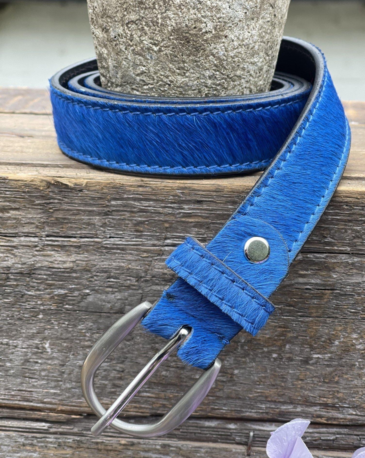 accessory Bright Coloured Leather Belt - Cobalt Blue