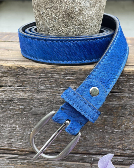 accessory Bright Coloured Leather Belt - Cobalt Blue