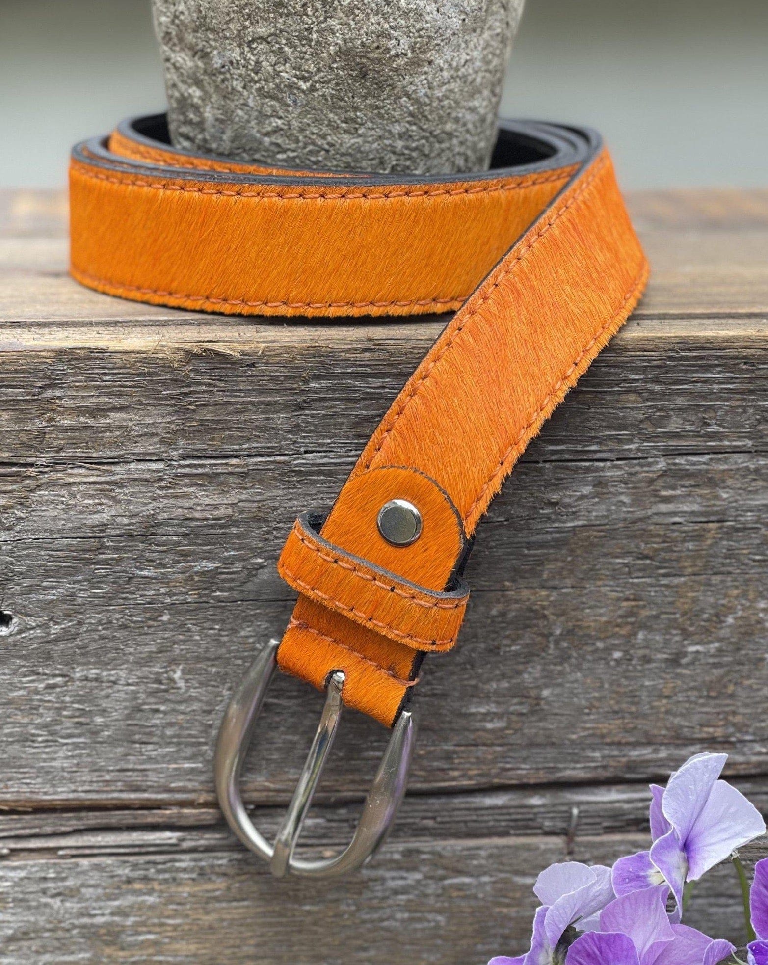 accessory Bright Coloured Leather Belt - Orange