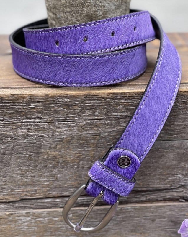 accessory Bright Coloured Leather Belt - Purple
