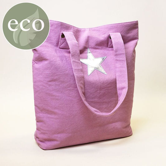 Canvas Bag Silver Star Cotton Tote Bag - Pink