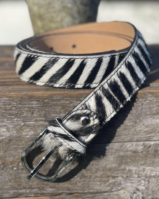 clothing Animal Print Leather Belt - Zebra