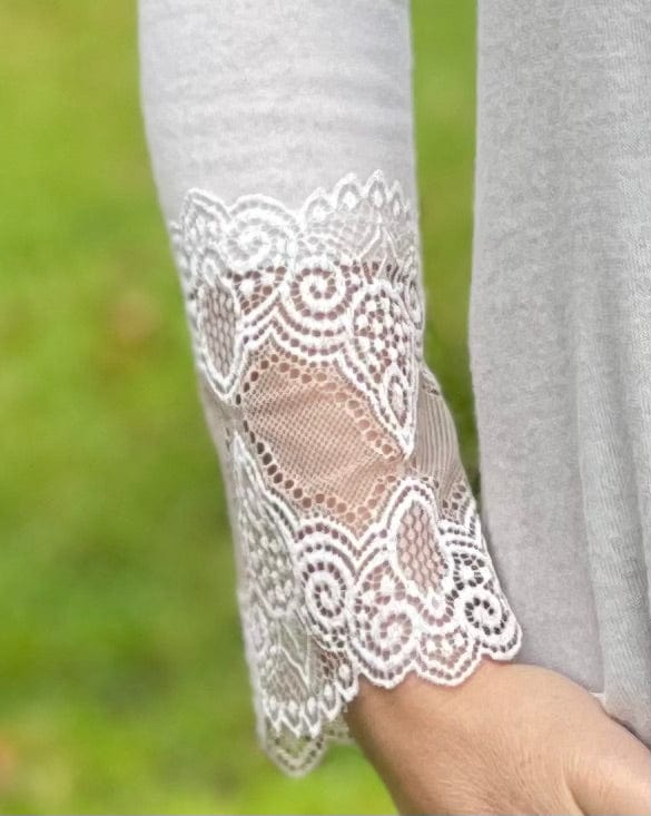 clothing Fine Knit Lace Detail Jumper - Biege