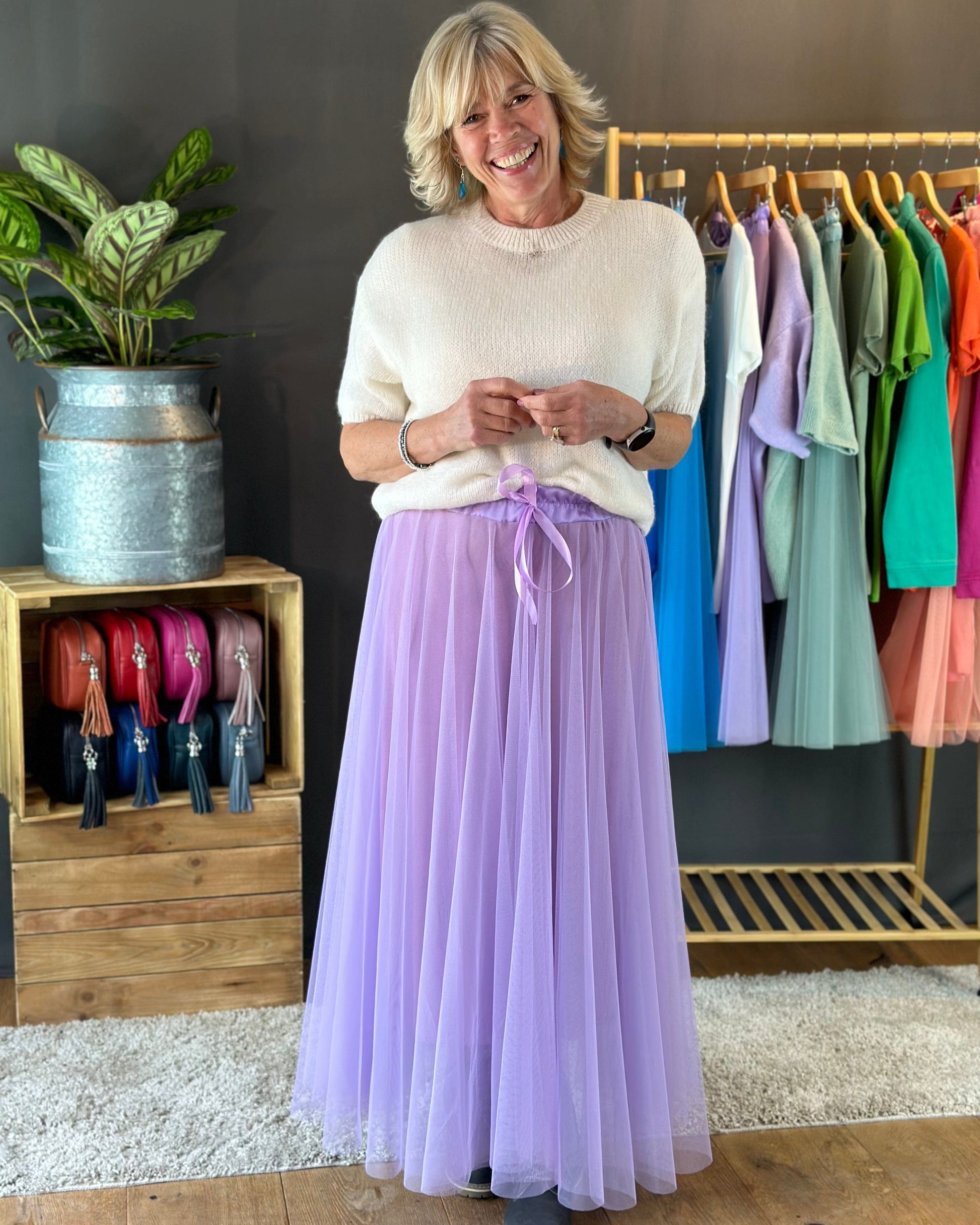 clothing Long Pleated Tulle Skirt - Lilac