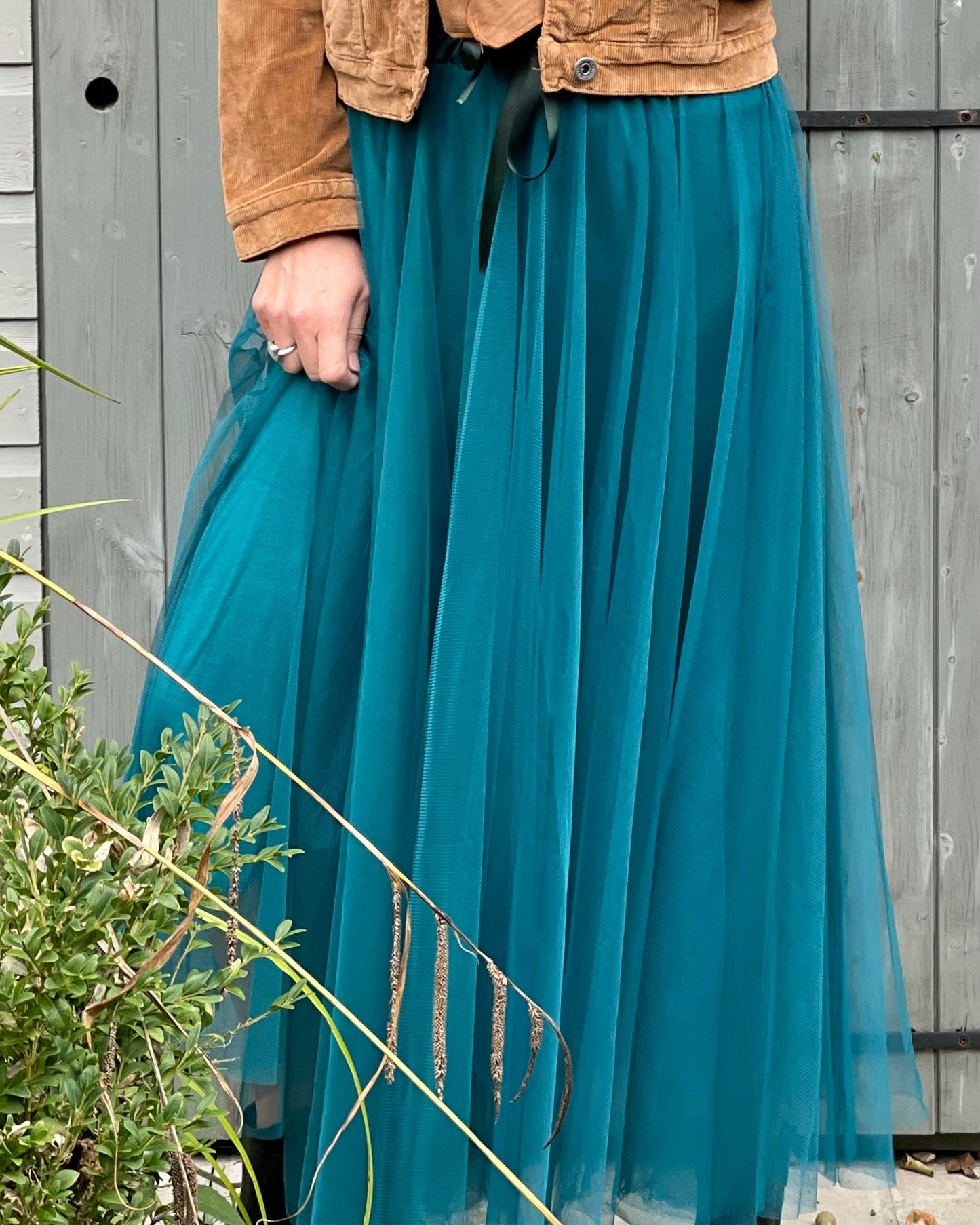 clothing Long Pleated Tulle Skirt - Teal