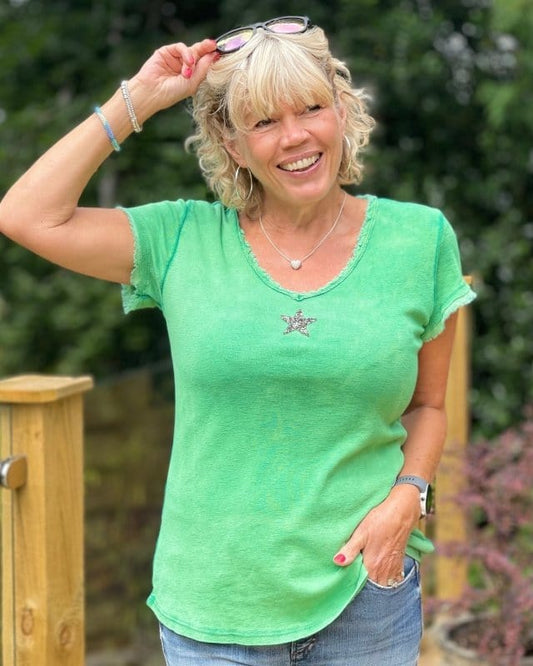 clothing Sequin Star T-Shirt - Emerald Green